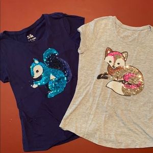 2 glitter animal T’s
